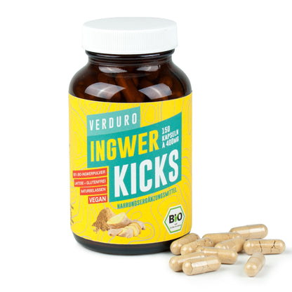 VERDURO INGWER KICKS - BIO Ingwer Kapseln 150 Stk.