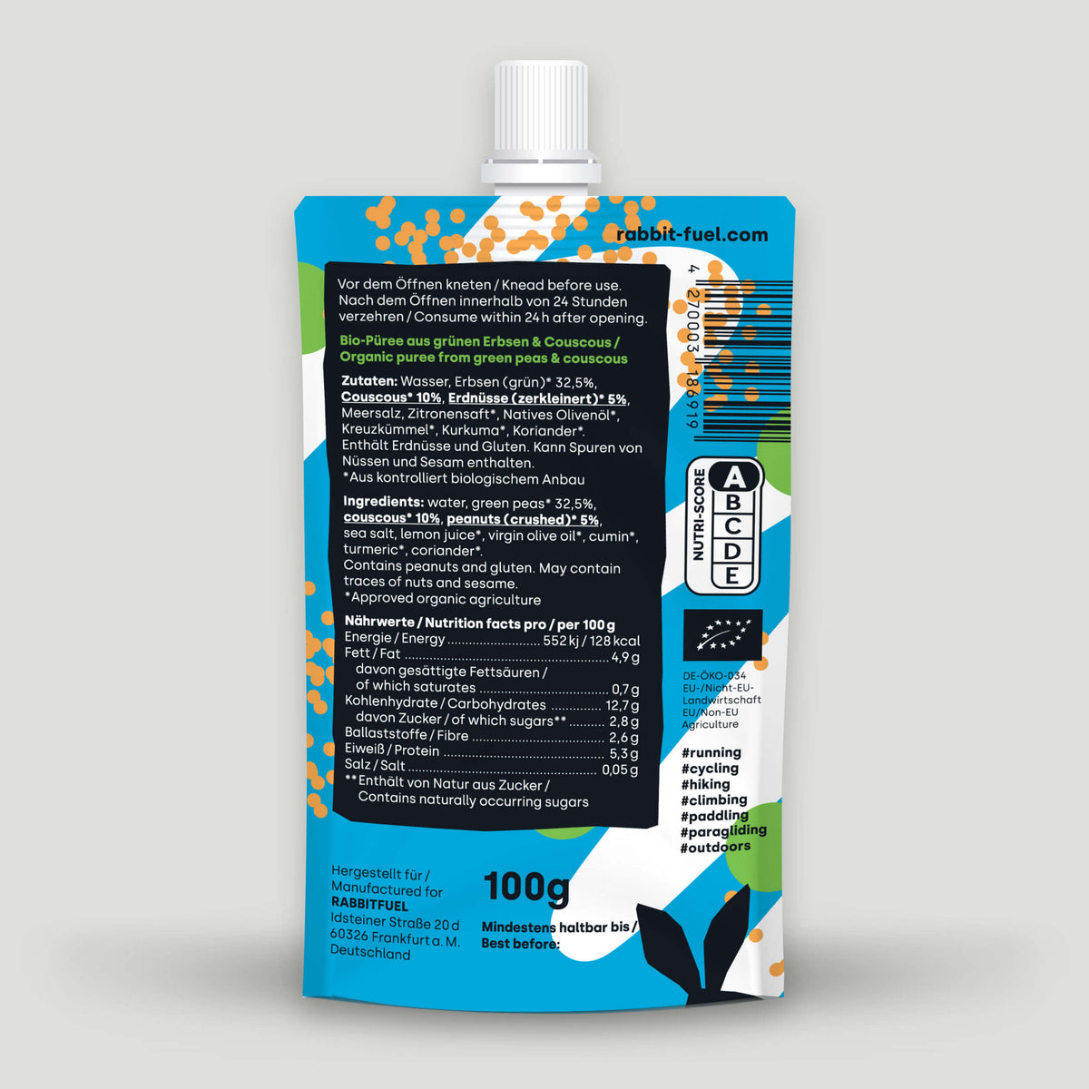 Rabbit Fuel Rolling Pea BIO Endurance Food - MHD 08.10.26